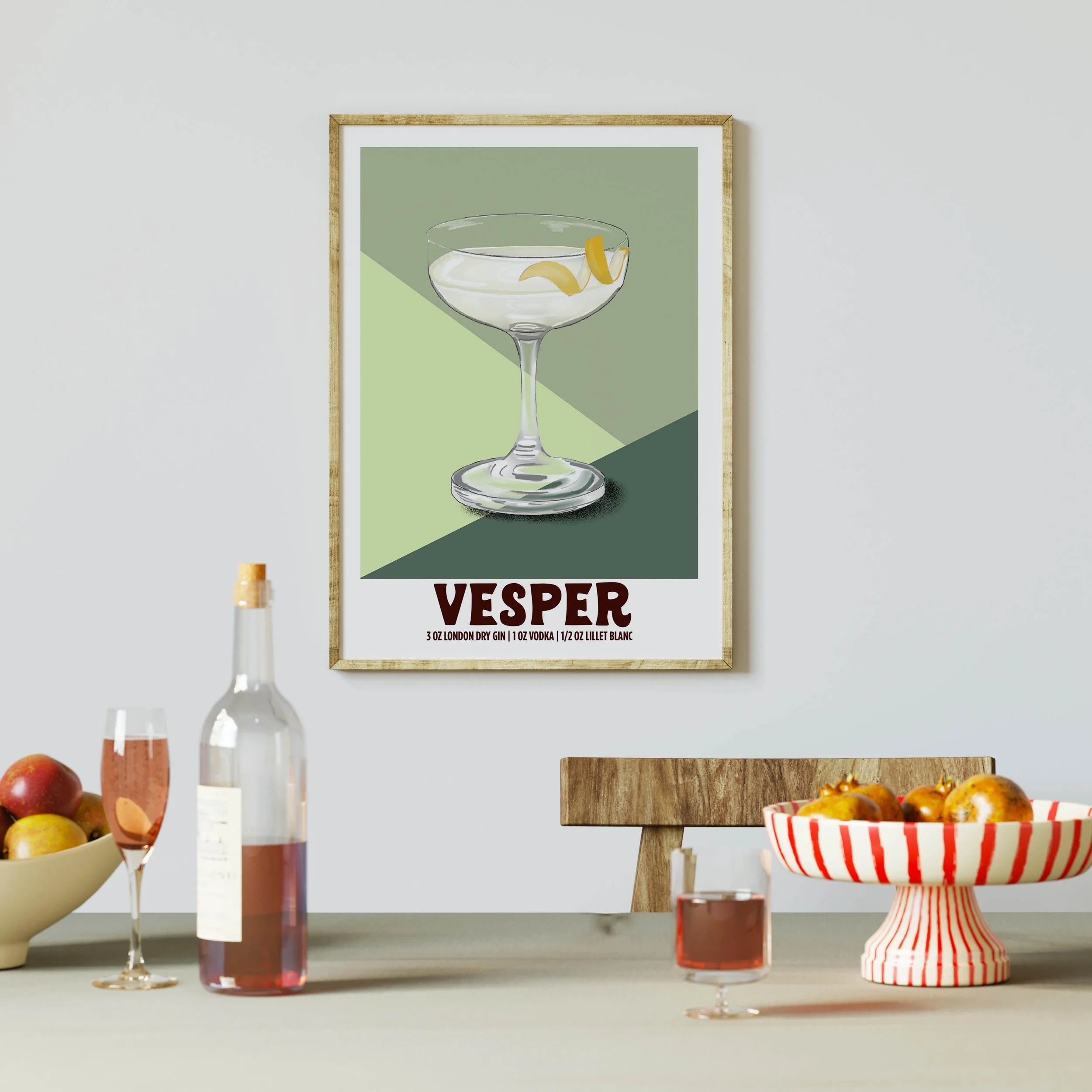 Vesper Cocktail Poster — Denim and Ink